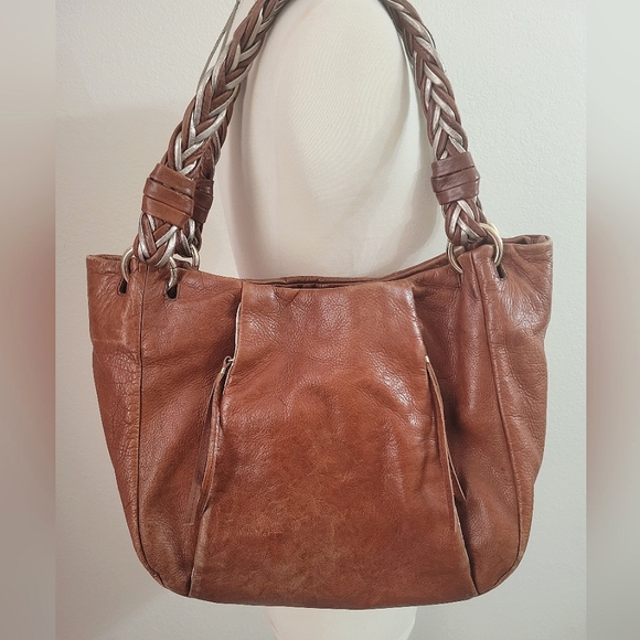 ELLIOTT LUCCA Brown Leather Hobo Bag with Metallic Details - Picture 2 of 15
